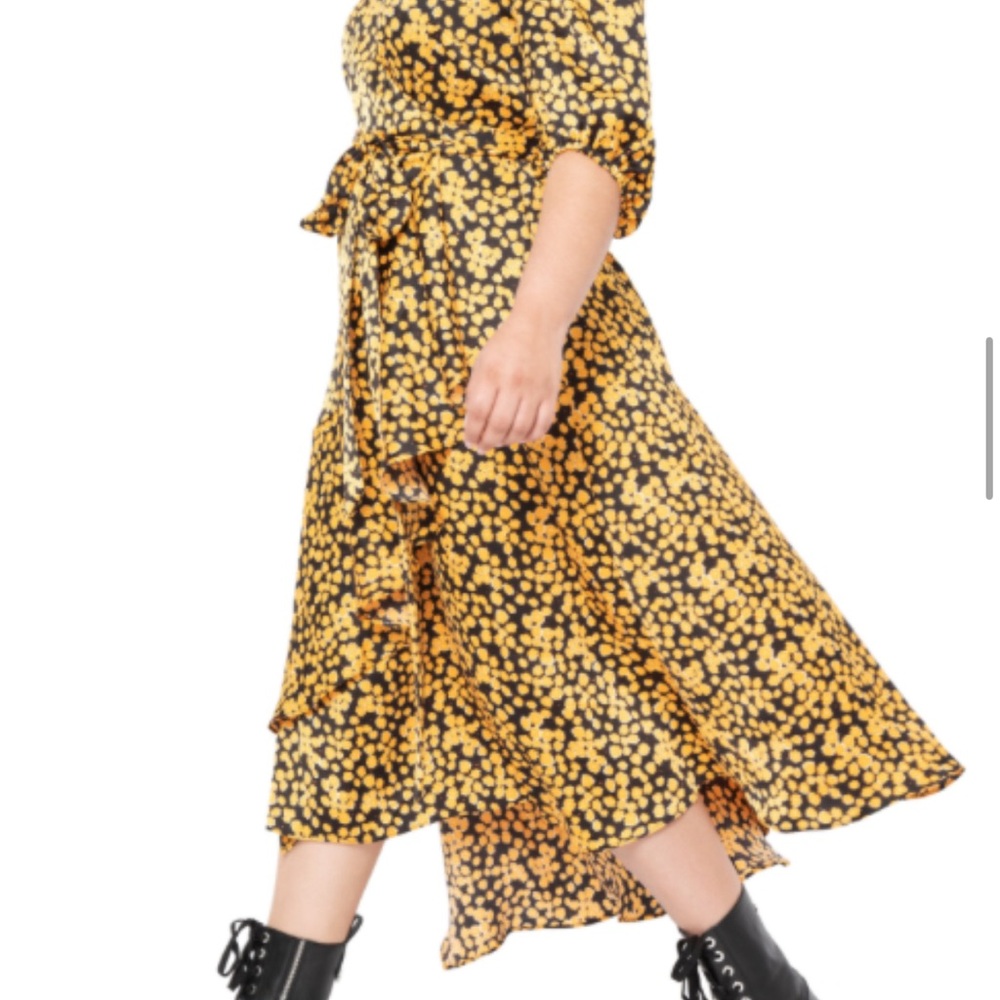 Eloquii Yellow and Black Floral Dress